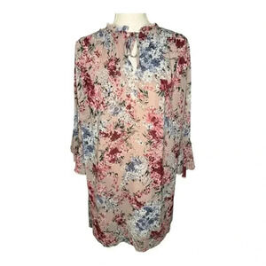 Umgee USA Women's Medium Floral‎ Print Long Sleeve Dress Multicolor A-Line Boho